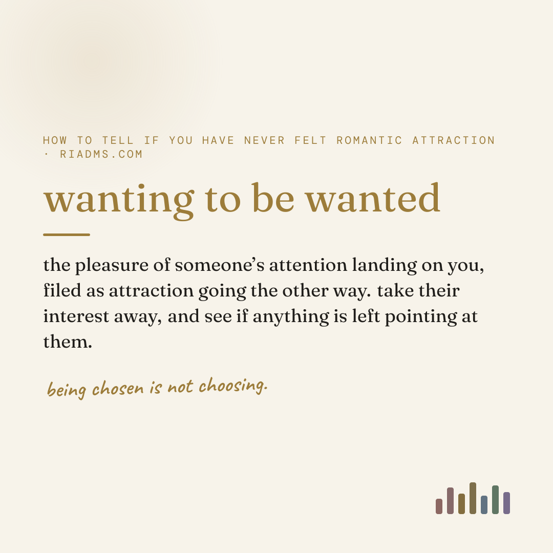 wanting to be wanted, defined: the pleasure of someone’s attention landing on you, filed as attraction going the other way. take their interest away, and see if anything is left pointing at them.