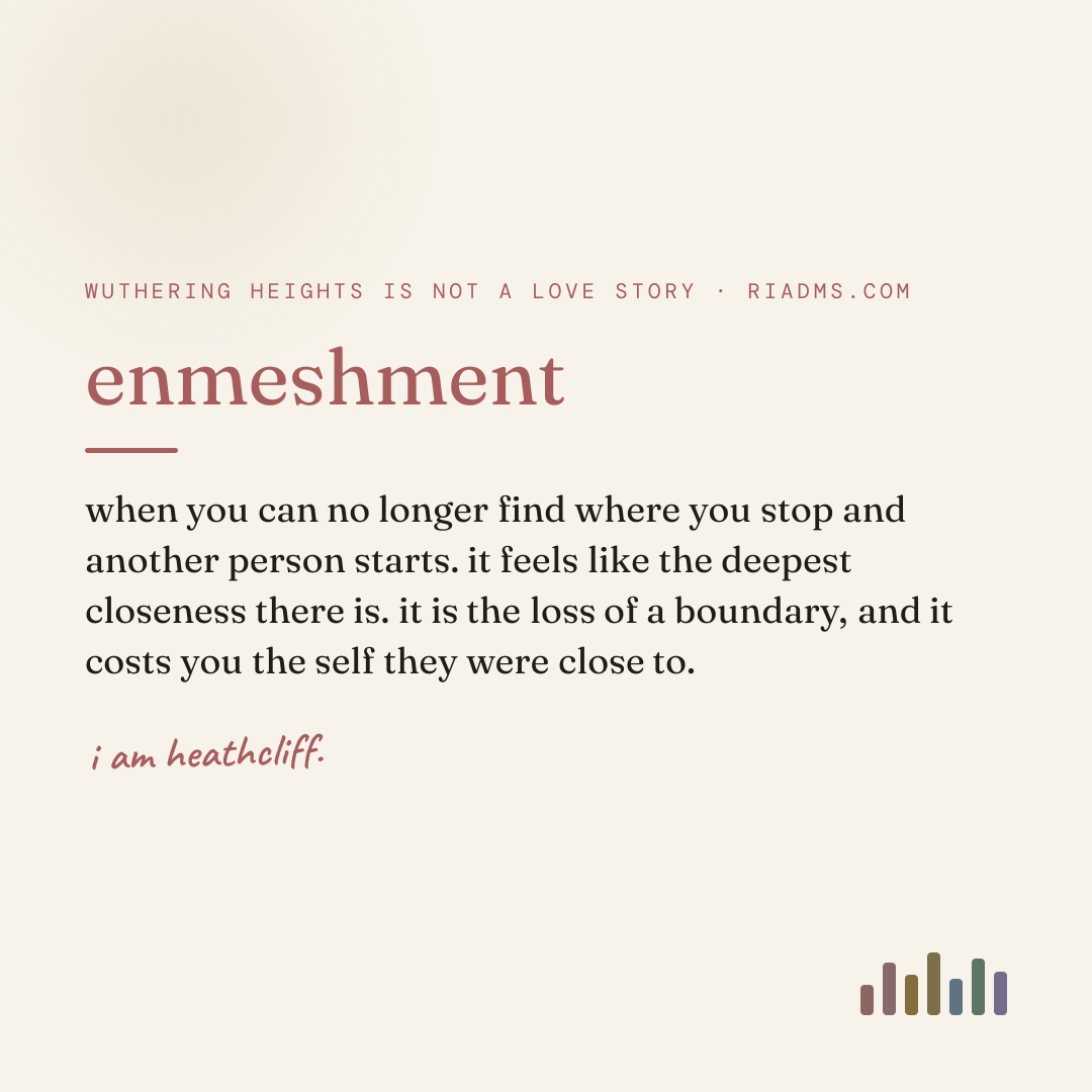 enmeshment, defined: when you can no longer find where you stop and another person starts. it feels like the deepest closeness there is. it is the loss of a boundary, and it costs you the self they were close to.
