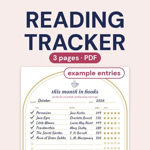 the monthly reading tracker, the cover