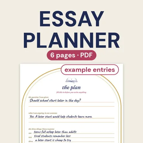 the essay planner, the cover