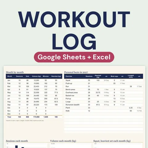 the 2027 workout log, the cover